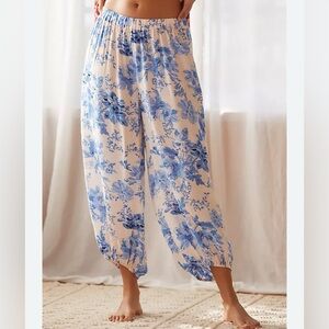 Anthropologie Blue Floral Joggers